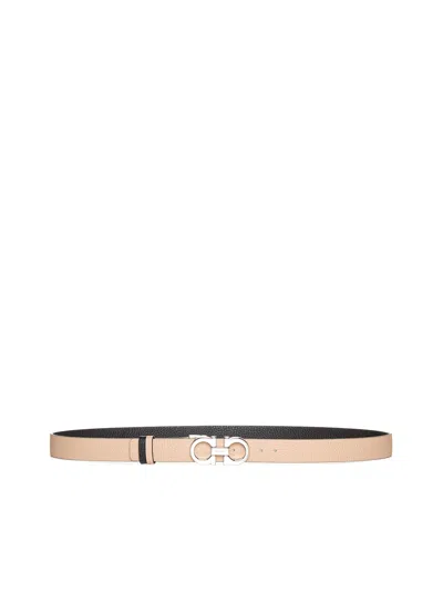 Ferragamo Cappuccino Leather Reversible Belt In Neutral