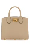 Ferragamo Cappuccino Leather Small Studio Box Handbag