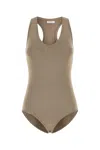 Ferragamo Cappuccino Stretch Viscose Blend Bodysuit In Safari