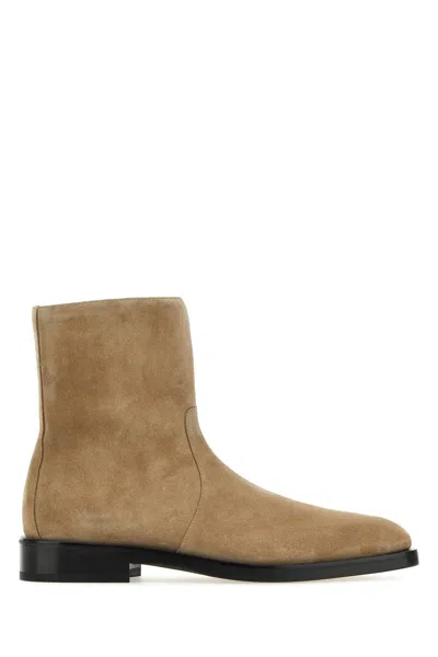 Ferragamo Cappuccino Suede Gerald Ankle Boots In Beige