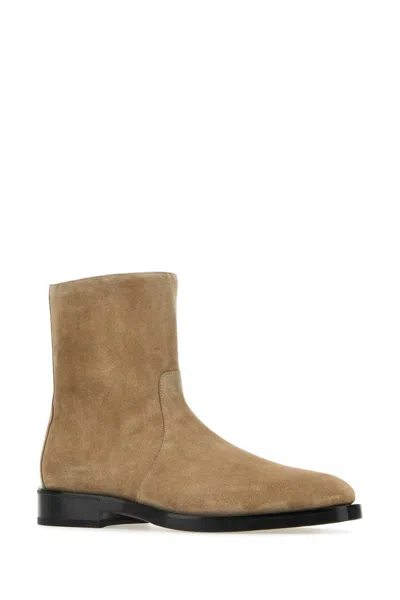 Ferragamo Cappuccino Suede Gerald Ankle Boots In Neutral