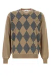 Ferragamo V-neck Argyle Virgin-wool Sweater In Multi