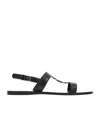 Ferragamo Capri Nappa Leather Flat Sandals With Vara Bow In Black
