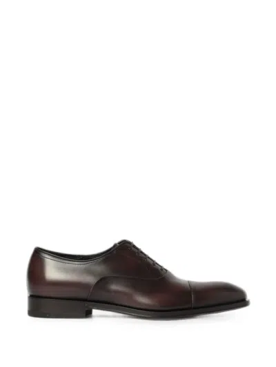 Ferragamo Cap-toe Lace-up Oxford Shoes In Brown