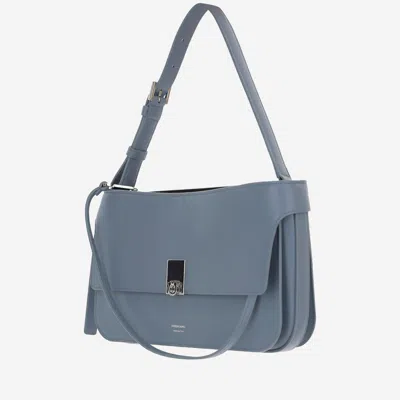 Ferragamo Gancini Buckle Leather Shoulder Bag In Blue