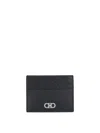 Ferragamo Gancini Embossed Credit Card Holder In Black