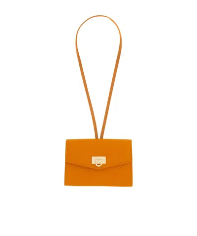 Ferragamo Card Holder Charm In Orange