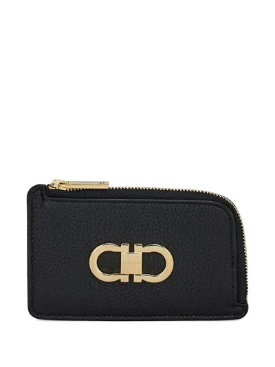 Ferragamo Card Holder With Coin Purse In Black