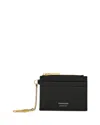 Ferragamo Hot Stamp Zip Leather Card Holder In Nero