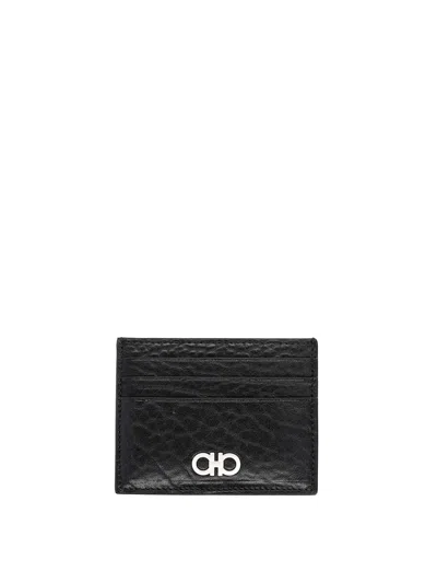 Ferragamo Card Holder With Logo In Black