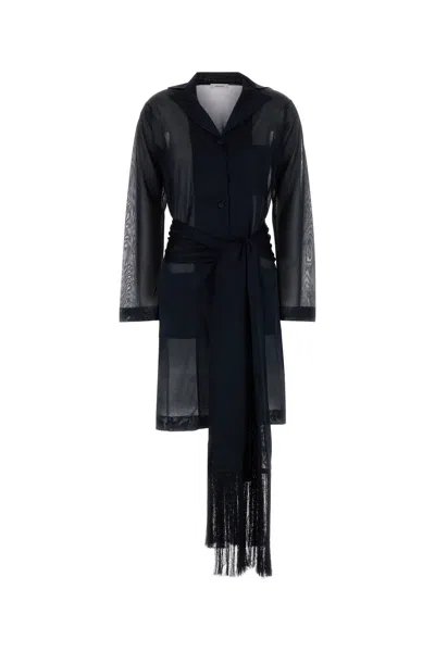 Ferragamo Fringe-trimmed Sheer Cardigan In Blue
