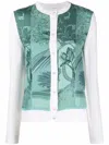 Ferragamo Cardigan With Silk Panel Inserts In Multi