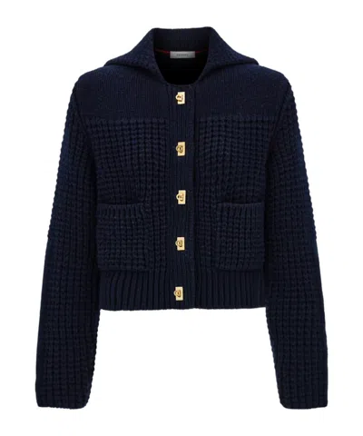 Ferragamo Wool-cashmere Blend Cardigan For Women In Blue