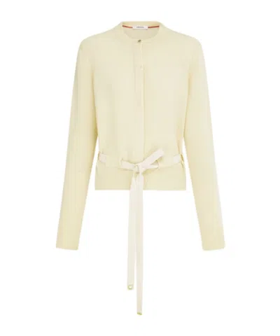 Ferragamo Cardigan With Thread Through Belt In Neutral