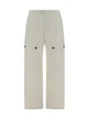 Ferragamo Coated Linen Cargo Pants With Elastic Waistband In Beige/khaki