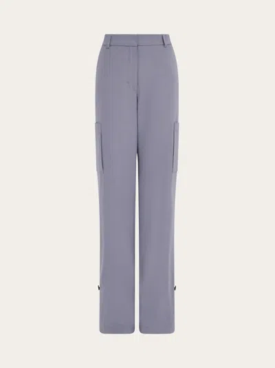 Ferragamo Cargo Pocket Silk Trousers In Purple