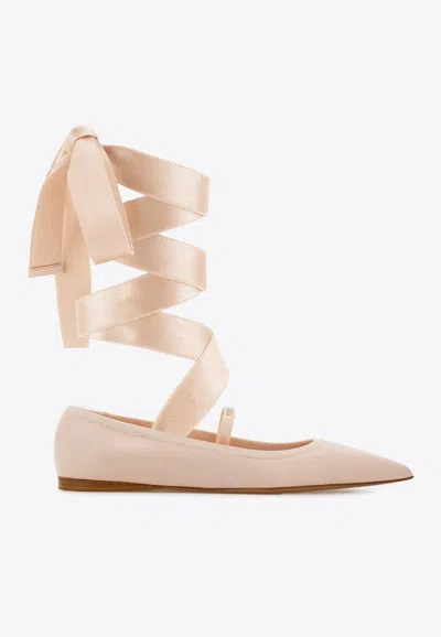 FERRAGAMO CARICE ANKLE RIBBON BALLET FLATS