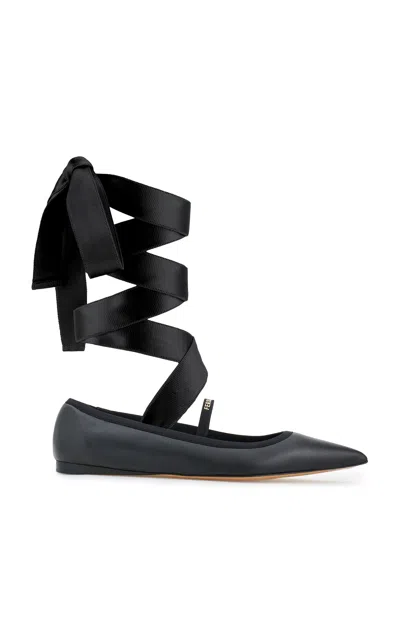 Ferragamo Carice Leather Ballet Flats In Black
