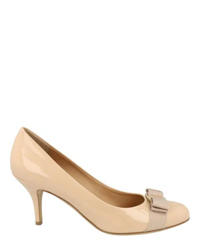Ferragamo Carla 70 Patent Leather Pumps - Narrow Width In Neutral