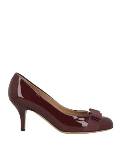 Ferragamo Carla 70 Woman Pumps Burgundy Size 6 Calfskin In Multi