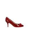 Ferragamo Carla 75mm Leather Pumps In Red