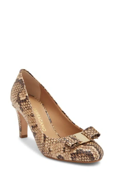 Ferragamo 90mm Carla Snake-embossed Leather Pumps In Multi