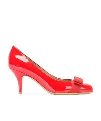 Ferragamo Carla 75mm Leather Pumps In Red