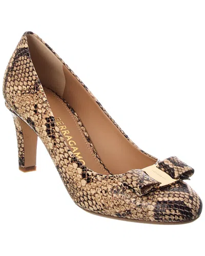 Ferragamo Carla Snake-embossed Leather Pump In Multi