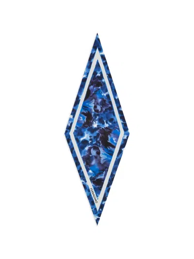 Ferragamo Carnation Print Diamond Scarf In Blue