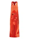 Ferragamo Carp-motif Silk Maxi Dress