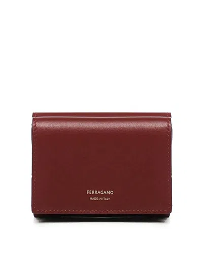 Ferragamo Two-tone Trifold Wallet In Beige