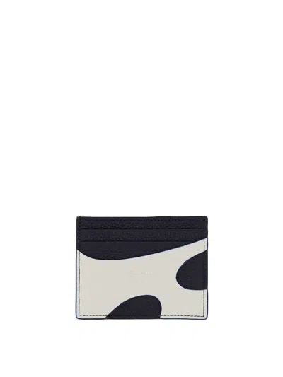 Ferragamo Leather Card Holder Contrast Design In White
