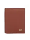 Ferragamo Brown Card Holder With Metal Gancini Detail In Hammered Leather Man In Brown