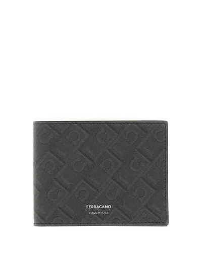 Ferragamo Monogram Logo Wallet In Black