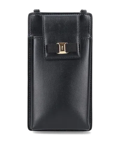 Ferragamo Smartphone Flake Holder In Black