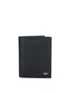 Ferragamo Calfskin Bi-fold Credit Card Case Billfold In Black