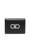 Ferragamo Black Gancini Wallet With Clip And Slots In Black