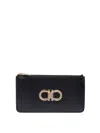 Ferragamo Leather Wallet Hardware Gold-tone In Black