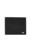 Ferragamo Micro Gancio Grained Leather Bi-fold Wallet In Black