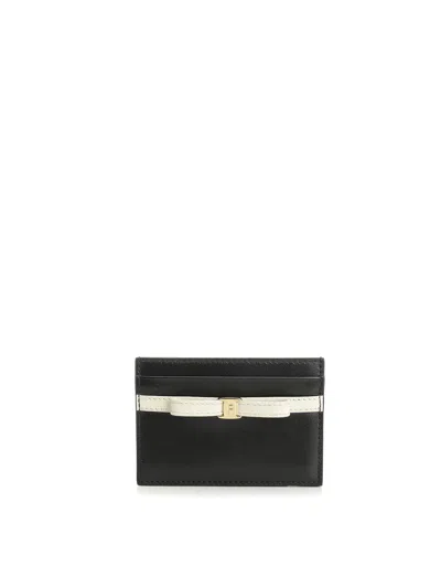 Ferragamo Leather Card Holder In Black