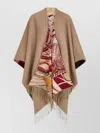 Ferragamo Cashmere And Giada Print Silk Reversible Cape In Brown