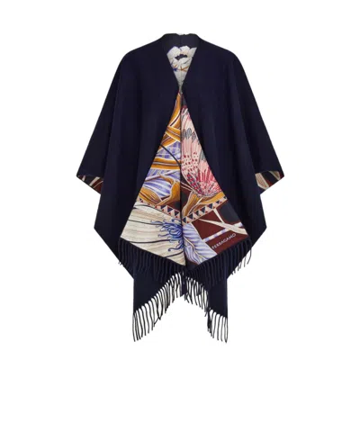 FERRAGAMO CASHMERE AND SILK REVERSIBLE CAPE