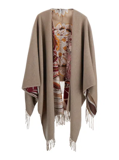 Ferragamo Cashmere And Wool Blend Cape In Multi