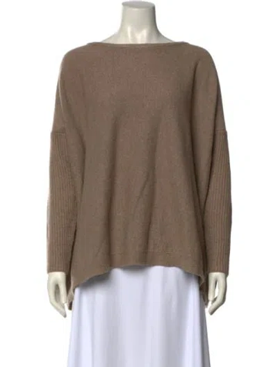 Pre-owned Ferragamo Cashmere Bateau Neckline Sweater In Neutral