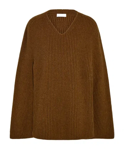 Ferragamo Cashmere Blend Cape In Brown