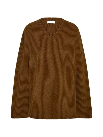 Ferragamo Cashmere Blend Cape In Brown