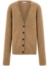 Ferragamo Oversize Wool And Alpaca Cardigan In Neutrals