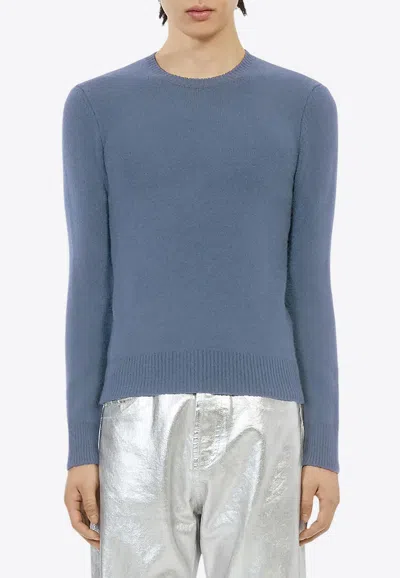 Ferragamo Cashmere-blend Crewneck Sweater In Blue