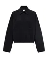 Ferragamo Cashmere Blend Cropped Bomber Jacket In Black