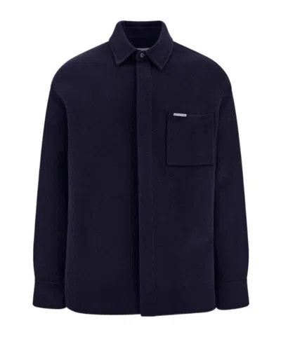 Ferragamo Cashmere-blend Overshirt In Blue